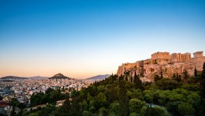 View to the ancient Acropolis in Athens